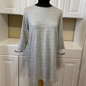 J.Jill Purejill Blouse Tee Sz Med Gray Cotton Blend 3/4 Sleeve Tunic